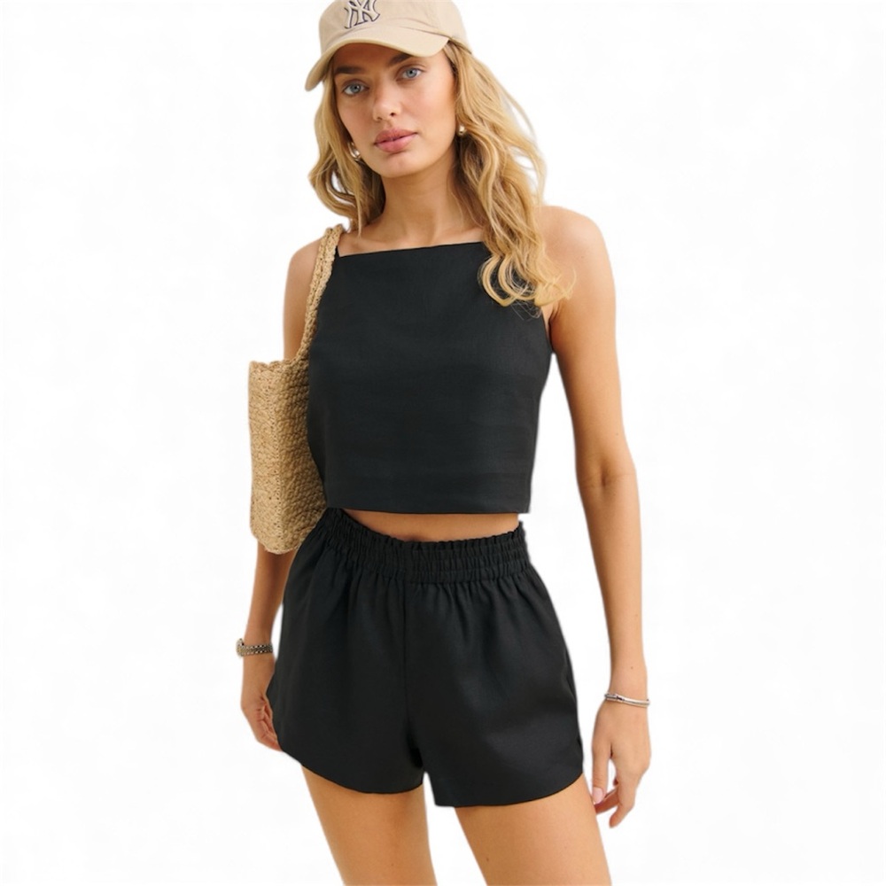 Reformation Linen Shorts Mila Black XS